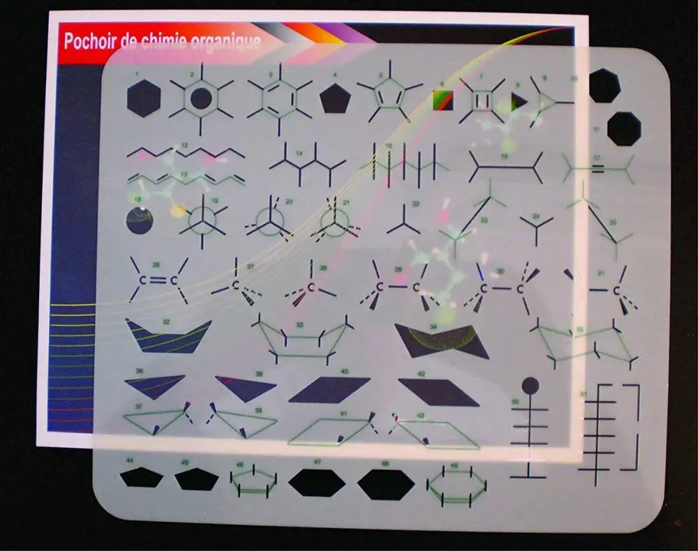 Plantilla de dibujo de plantilla de química orgánica