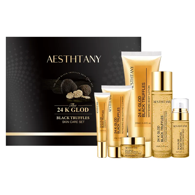 Private Label Beauty Skin Care Product Kit 24k Gold black idratante idratante nutriente siero tartufi Set per la cura della pelle