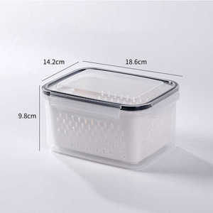 Refrigerador rectangular organizador contenedor de almacenamiento de alimentos con colador - Product Image 2