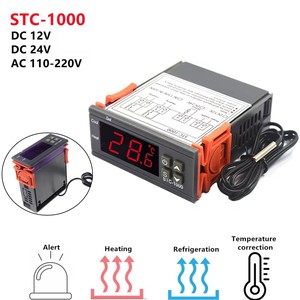 Controlador de temperatura LED Digital para calefacción, termostato centígrado de refrigeración, salida de 2 relés con sonda de Sensor NTC, 12V, 24V