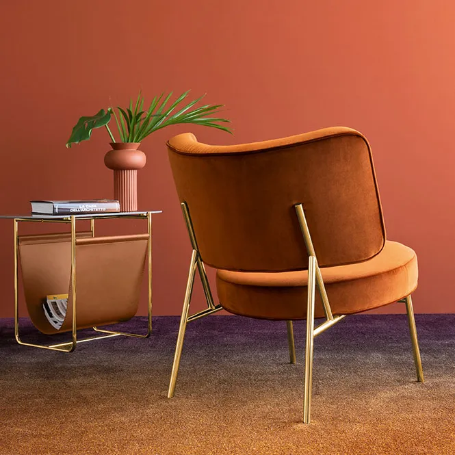 새로운 이탈리아 현대 디자인 둥근 좌석과 Cupped 뒤 거실을 위한 아름다운 안락 의자 우단 직물 라운지용 의자