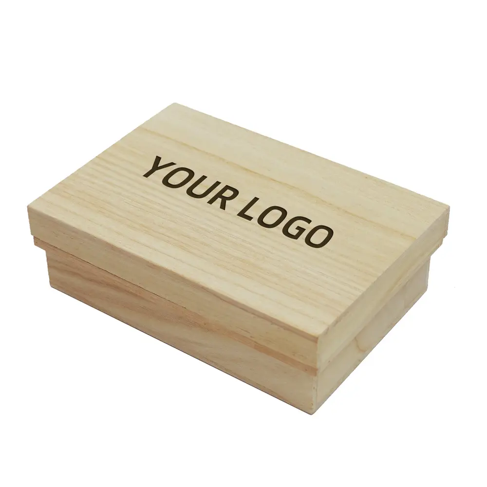 LOGO personnalisé vente en gros, boîte d'emballage en bois de bambou carré en pin/Balsa non fini avec couvercles pour emballage cadeau