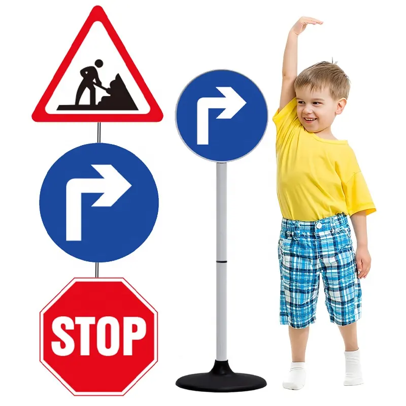 Hot Selling 18 Stuks Plastic Verkeersbord Set Studie Verkeersborden Speelgoed Kinderen Educatief Verkeer Spel Speelgoed