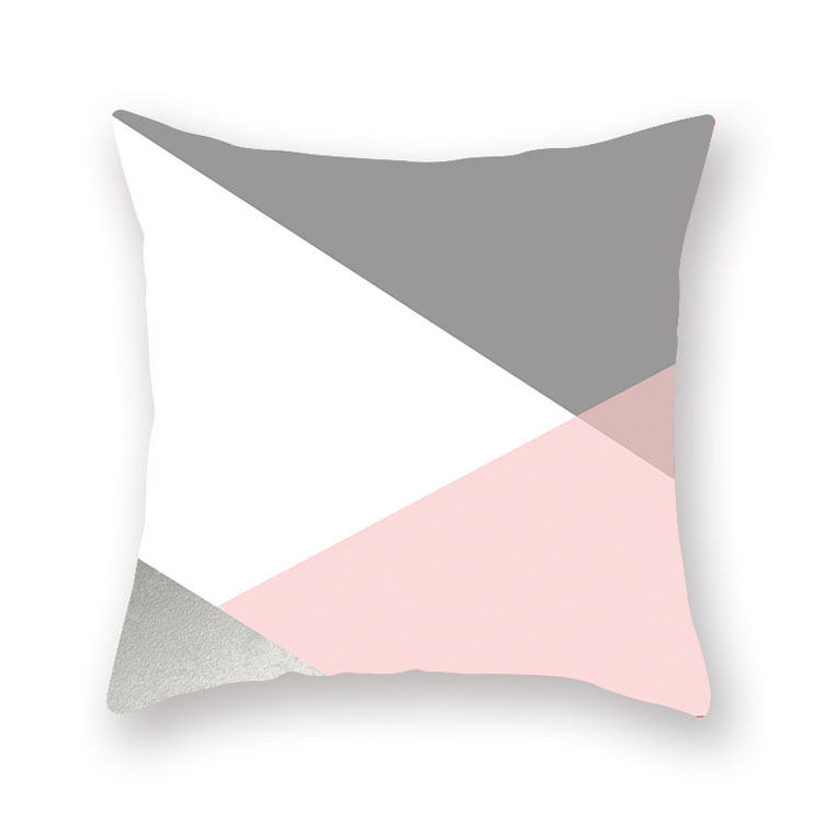ins Nordic style rose gold pink peach skin velvet cushion cover geometric patchwork velvet cushion cover sofa seat cushion cover