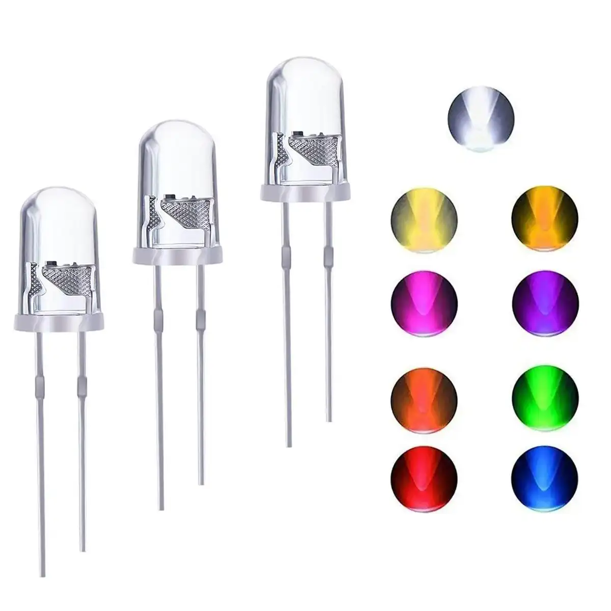 OEM/ODM F3 Ultra terang 3MM bulat air jernih hijau/kuning/biru/putih/merah lampu LED memancarkan dioda Kit