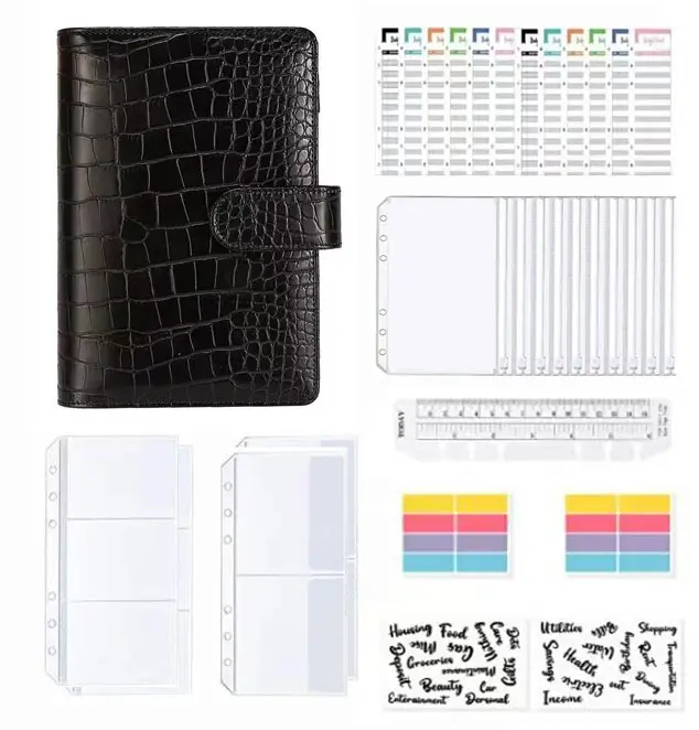 Grosir Notebook 6 Cincin Spiral Perencana Bisnis Kerja Lepas Agenda Pengikat Anggaran Warna PU Kulit Penutup A6 Binder