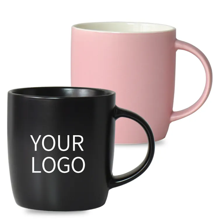 Taza de cerámica esmaltada en color-Taza de café, personalizable con logotipo y eslogan de la empresa, admite grabado y grabado en relieve