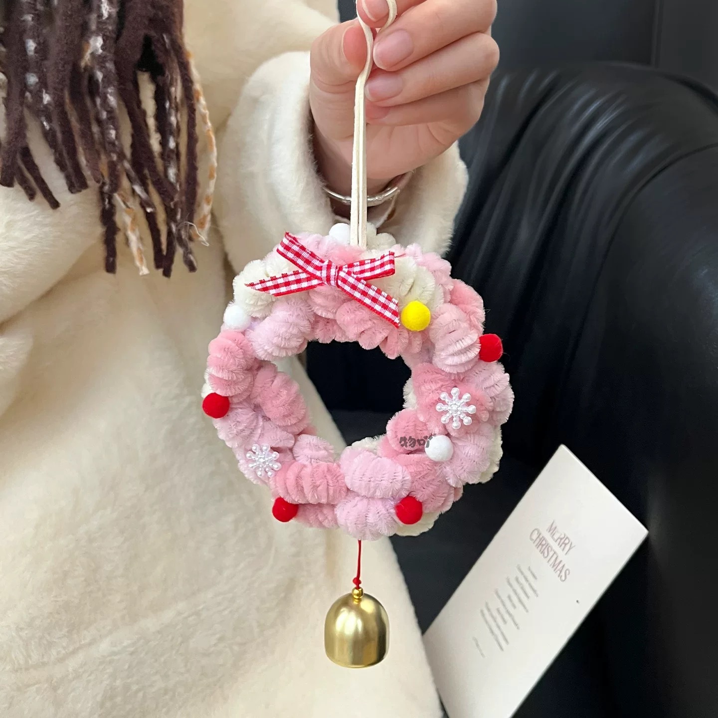 Christmas wreath-gradient pink-material pack