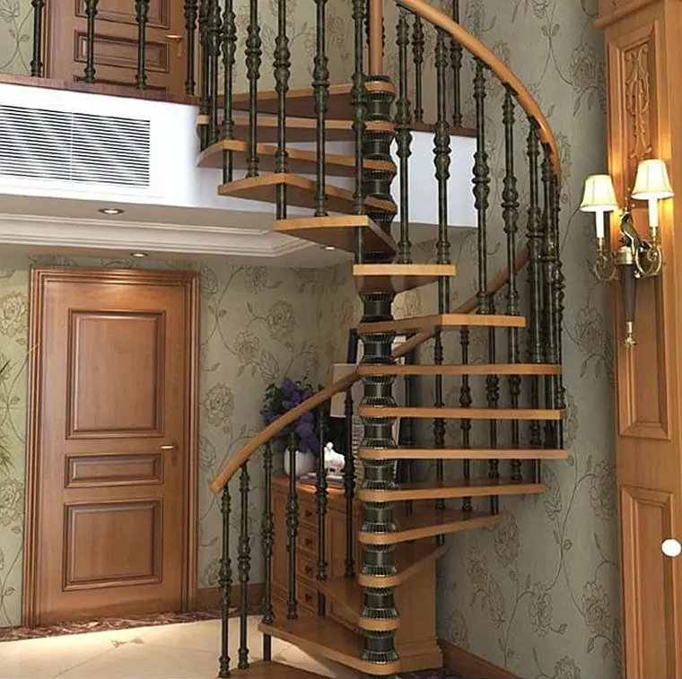 Escalera de caracol de hierro forjado para uso en el hogar, escalera de caracol de poco espacio, luminum