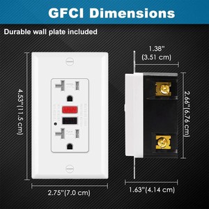 GFCI 20A 120V presa di uscita dell'interruttore del circuito di guasto con messa a terra NEMA5-20R ricettacolo TR Duplex con presa a muro dell'indicatore a LED - Product Image 3
