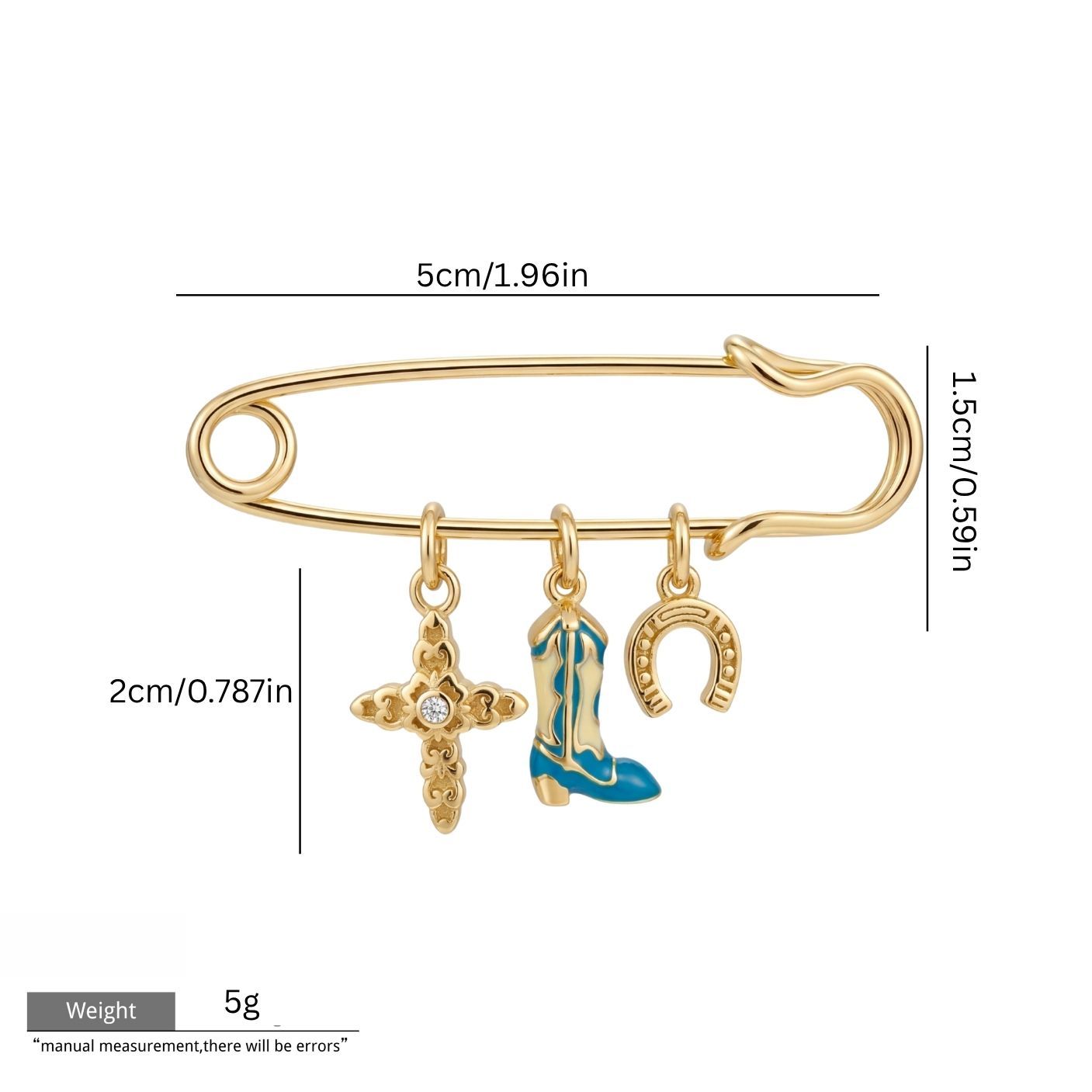 Gold Cross Boot Brooch GRJ4807BH