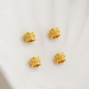Oro Arena, dorado, cuentas de cintura talladas, espaciador de agujero grande, patrón Retro, pequeño, cuerdas de cuerda, accesorios de joyería Diy - Product Image 3
