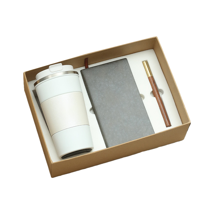White Tumbler + Blue Notebook + Pen