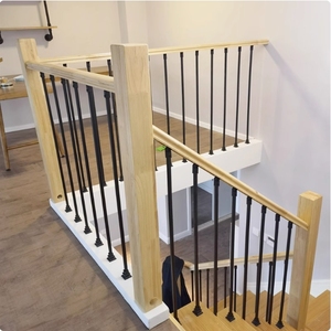 Rampe d'escalier verticale moderne avec main courante en bois pour escaliers en fer et balcon, revêtement en poudre, installation facile - Product Image 3