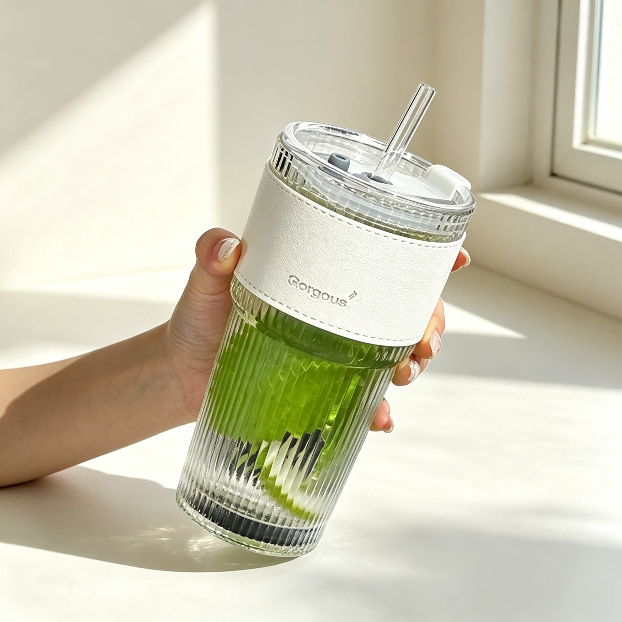 Cup, straw, lid, white cup cover