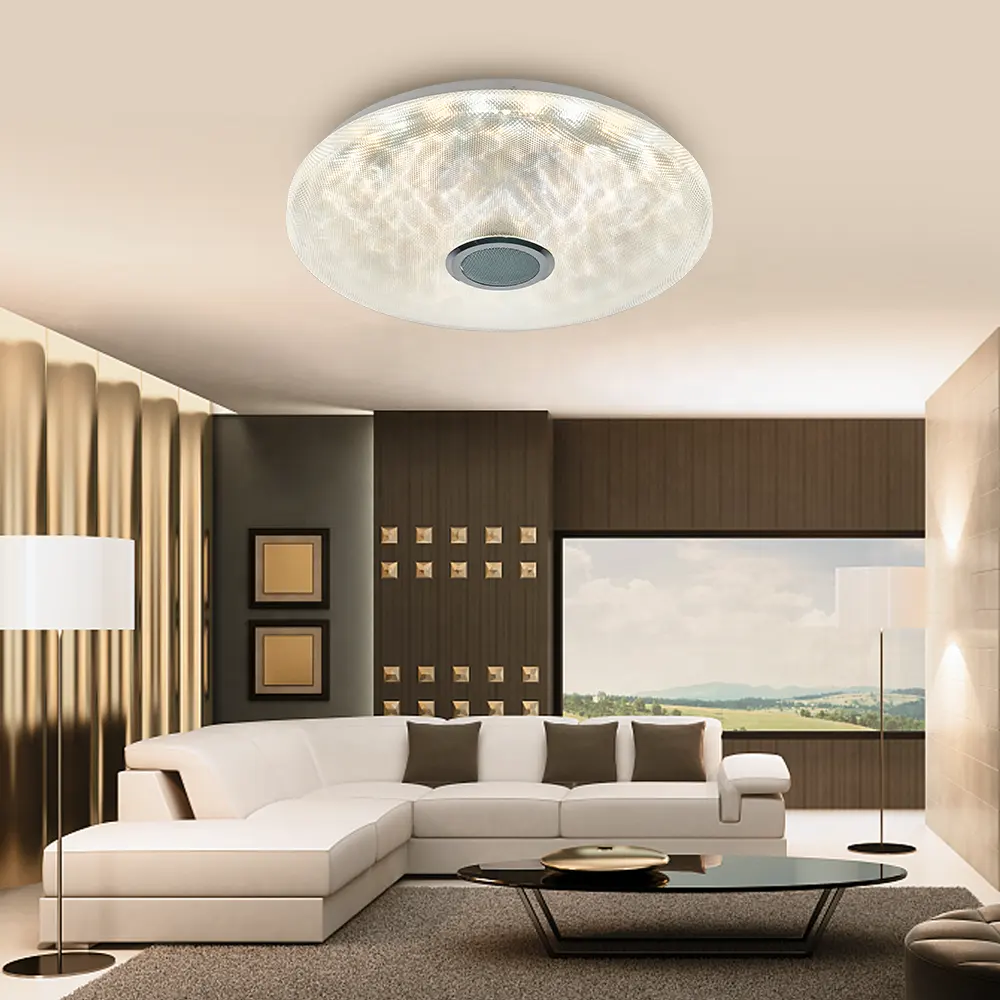 Home sets — plafonnier led 3D avec haut-parleur musical différentes couleurs, luminaire décoratif d'intérieur, style aurore, sans fil, montage en surface sur panneau