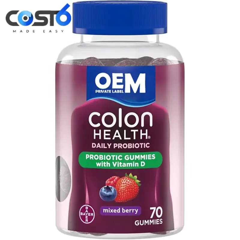 Private Label Suplementos e Vitaminas Gomas para Saúde do Cólon robiotina Gomas com Vitamina D Digestão Melhorando