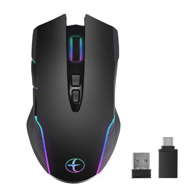 Fabrik preis E50 2.4G Wireless Mouse Jiggler Tragbare schnur lose Maus mit 7 Tasten für Spiele (schwarz)
