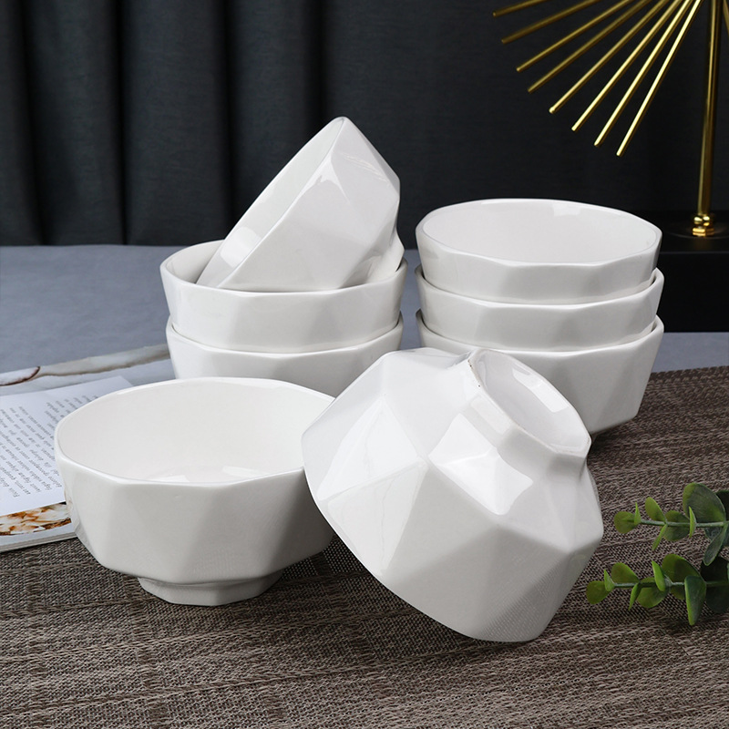 Pure White with Diamond Edges (8 bowls, 4.5 inches each)
