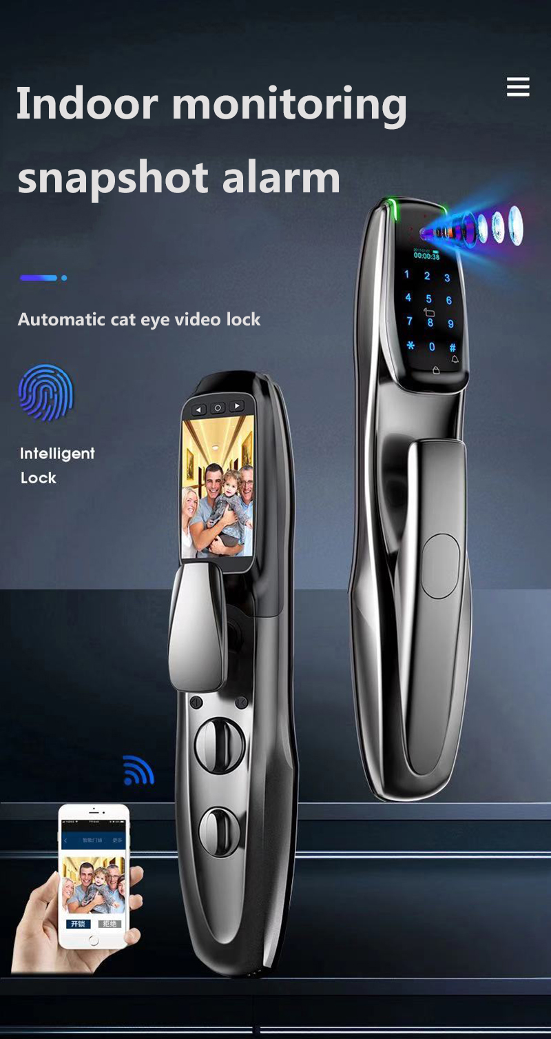 High Quality Automatic Lock Card Key Passcode Fingerprint Digital Camera Door Lock
