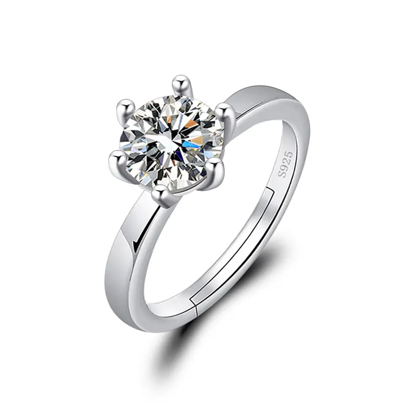2022 फैशन 925 चांदी की अंगूठी लड़कियों क्लासिक छह पंजा के छल्ले शादी के लिए दुल्हन के छल्ले
