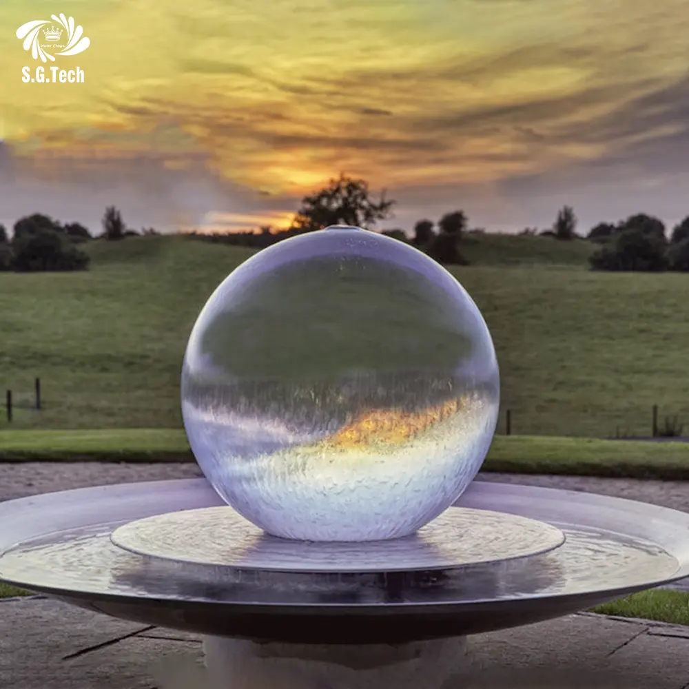 Escultura personalizada bola forma aço inoxidável/acrílico esfera globo fonte para a decoração do jardim