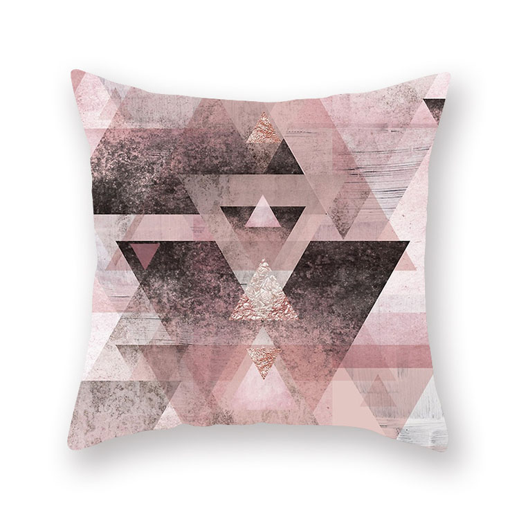 ins Nordic style rose gold pink peach skin velvet cushion cover geometric patchwork velvet cushion cover sofa seat cushion cover