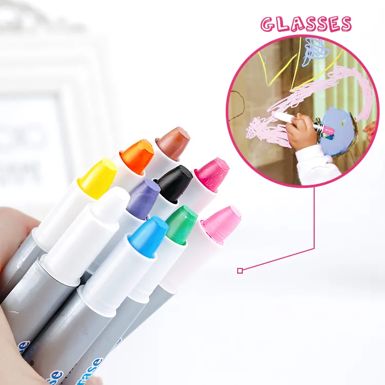 Crayón borrable en seco para niños, se puede dibujar en vidrio, ventana, crayones de baño para bebés, juego de cera de parafina