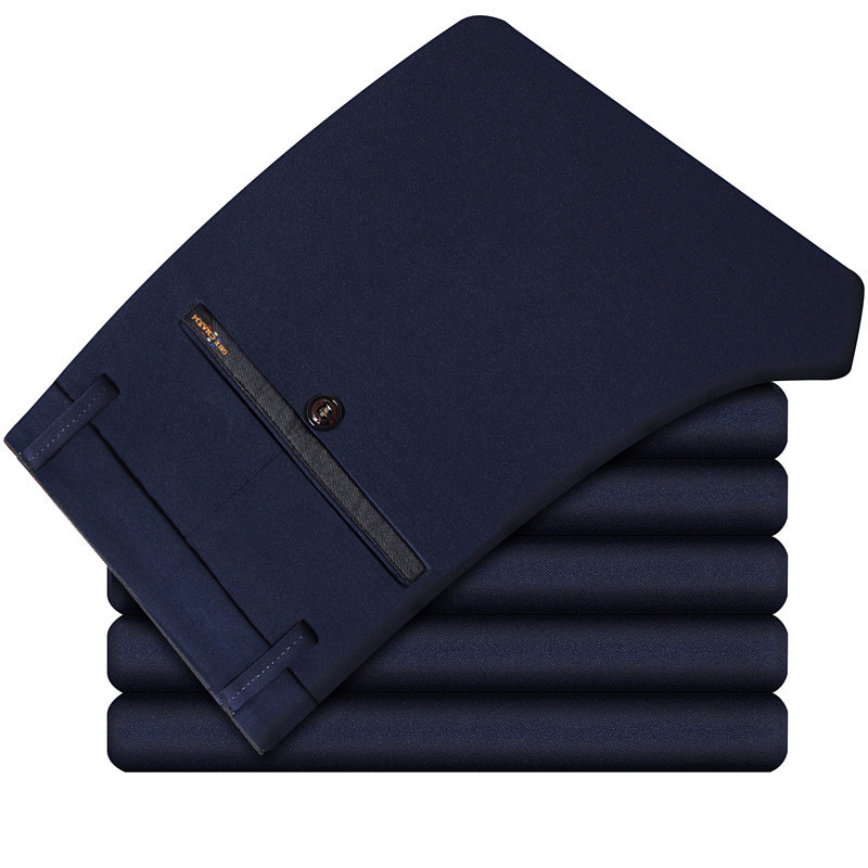 Pantalon de costume stretch bleu marine pour hommes, grande taille