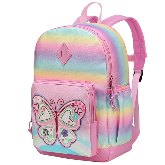 Mochila escolar rosa claro, mochila, paquete de mariposas para niños, mochilas escolares bonitas para niñas