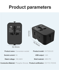 Cargador y adaptadores de viaje universales multifunción para uso de EE. UU., Reino Unido, UE, AUS con 1 cargador rápido de Puerto USB 2 tipo C - Product Image 6