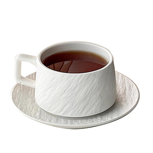 シンプルなレトロな石パターンカスタムコーヒーカップ純粋な色セラミックコーヒーマグセット誕生日ギフト用 - Product Image 6