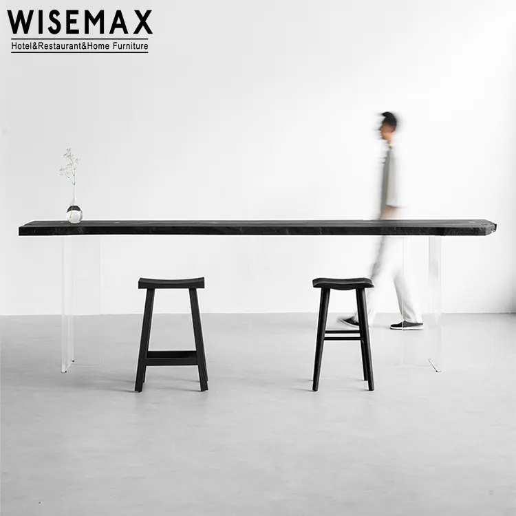 WISEMAX FURNITURE restaurant furniture supplier black wooden tables home dining room over size long dining tables bar table