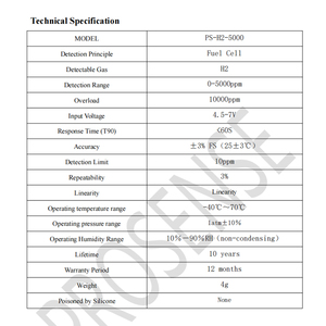 Prosense PS-H2-5000 Hydrogen mô-đun Tuổi thọ dài H2 cảm biến H2 Detector cảm biến nhà sản xuất - Product Image 6