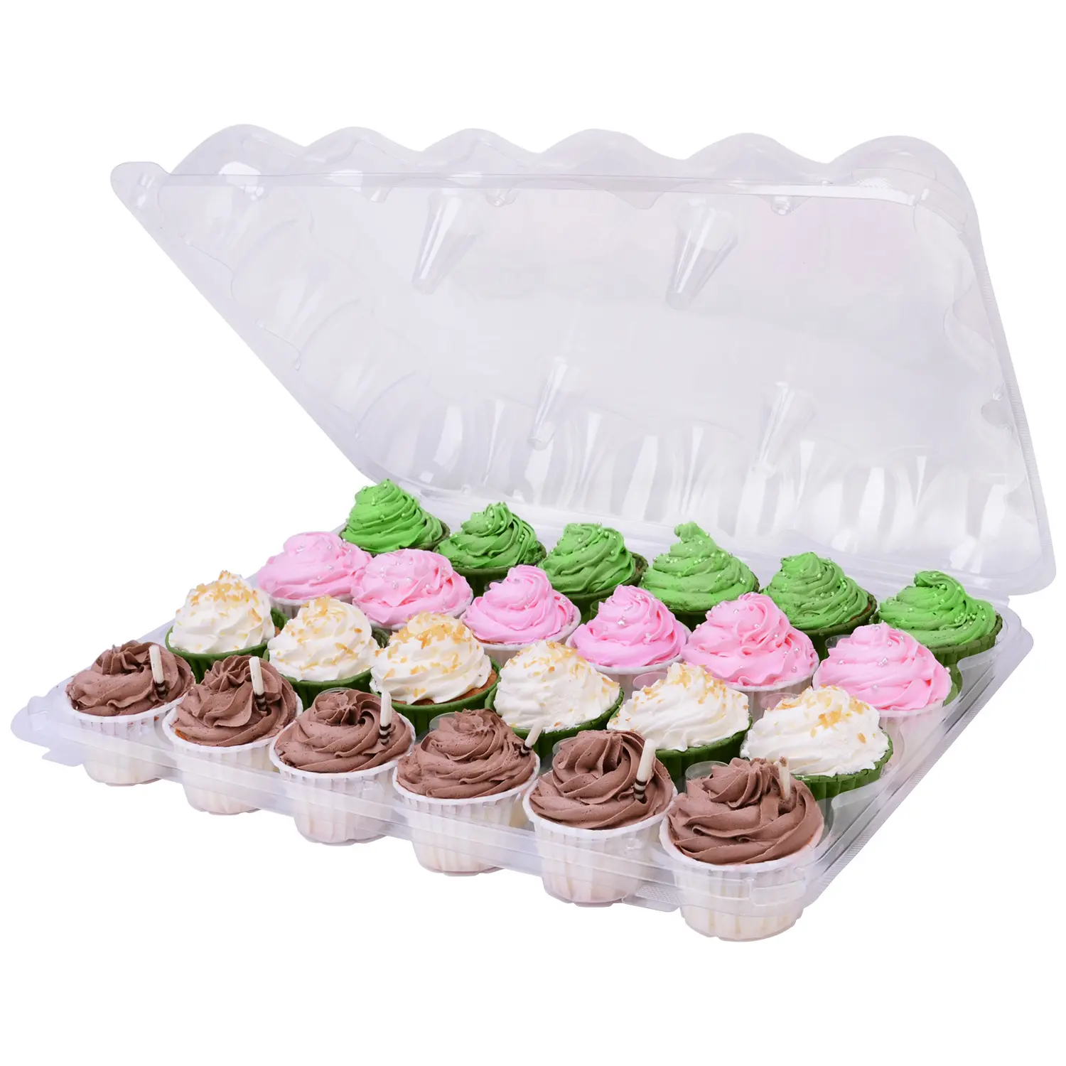 IMEE contenitore per Cupcake in plastica trasparente trasparente all'ingrosso scatola per Muffin a 24 fori scatola per Cupcake