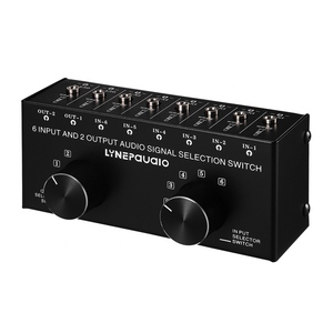 LYNEPAUAIO 6-In-<strong>2</strong>-Out Audio <strong>Switcher</strong> Two-Way Audio Signal Selector Box <strong>Splitter</strong> Distributor with 3.5mm Audio <strong>Input</strong> &amp; <strong>Output</strong>