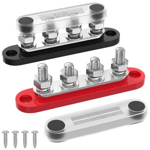 4xM8 5xM6 6xM8/M10 4 5 6 7 Stud Terminals Screws Black/Red <strong>BusBar</strong> 150A 300A 48VDC Power Distribution Block with Cover for Marine - Product Image 2