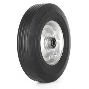 <strong>10</strong>&quot; X <strong>2</strong>.<strong>5</strong>&quot; Flat Free Solid Rubber <strong>Tire</strong> with <strong>5</strong>/8&quot; Axle Bore Hole, <strong>2</strong> 1/4&quot; Offset Hub, Replacement 4.<strong>10</strong>/3.50-4&quot; for Wheelbarrow - Product Image 1
