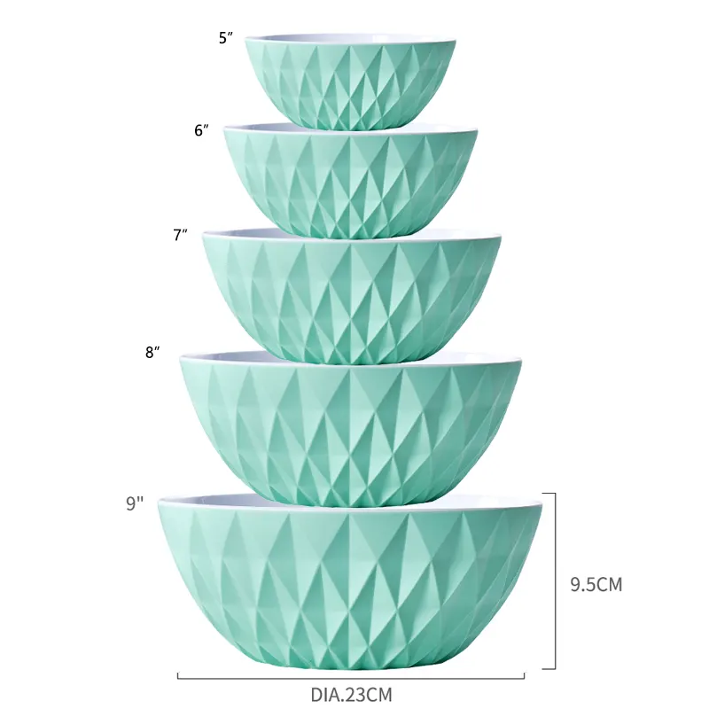 5 шт., меламиновые миски для салата, с алмазной поверхностью