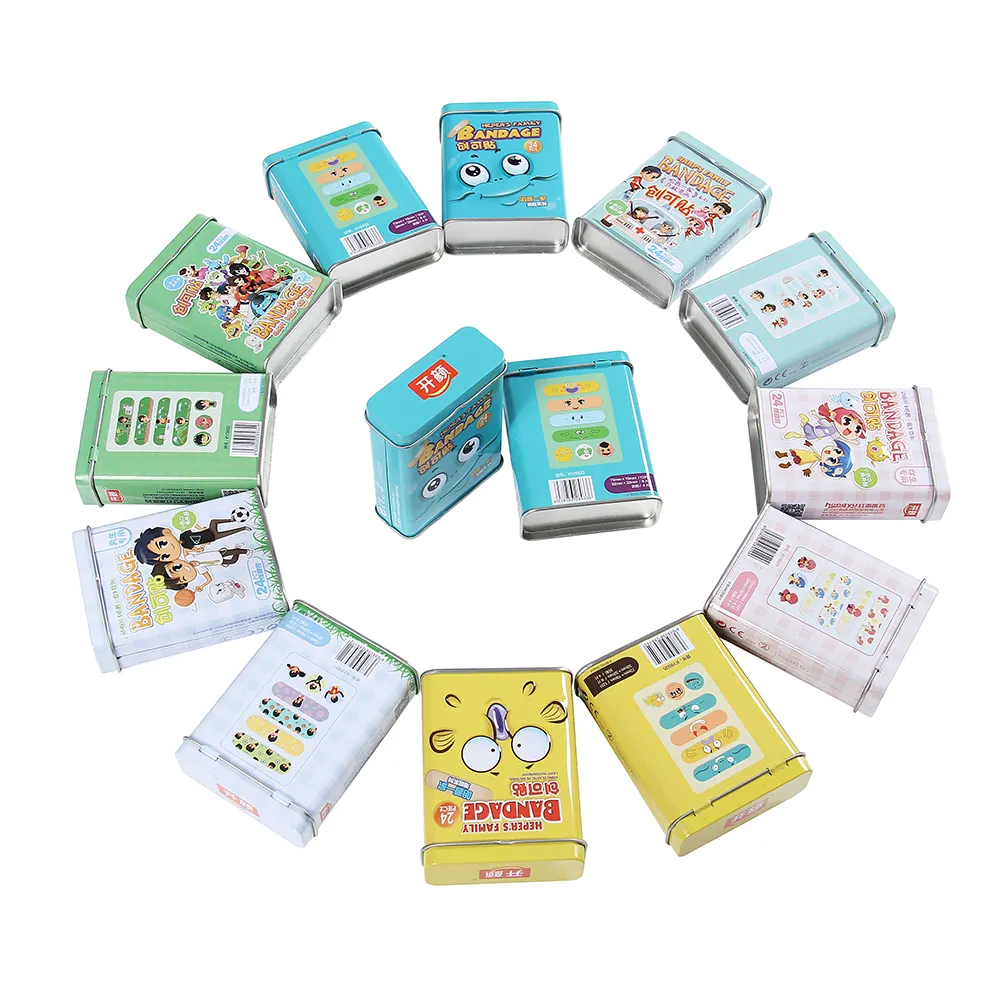 사용자 정의 인쇄 밴드 보조 다채로운 만화 붕대 아기 어린이 만화 밴드 보조 주석 상자