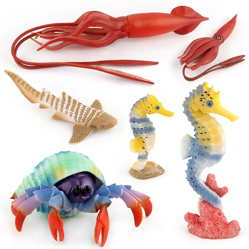 Simulación de otro pulpo sólido, caballito de mar, hermit, cangrejo, puzle, animal marino, modelo de juguete