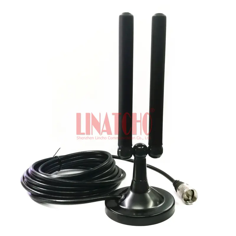 Antena de coche UHF VHF de doble banda, radio bidireccional, cuerno de cabra, base magnética, novedad