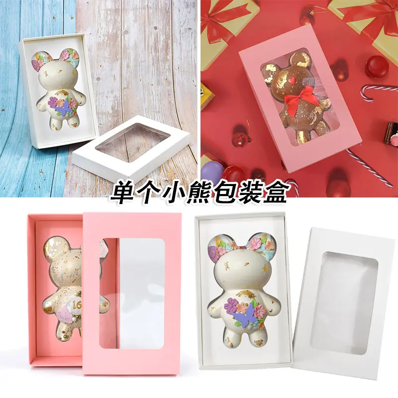 Kotak Kemasan Kertas Beruang Coklat dengan Jendela Kotak Hadiah Khusus Coklat dengan Sisipan