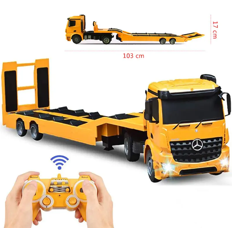 RC Truck mit Anhänger Ein Escala Kit Voll funktions fähige Fernbedienung Tieflader Druckguss Auto Modell Kids Electronics Hobby