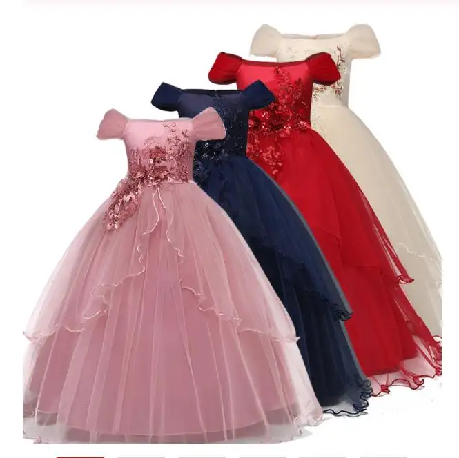 HYC152 Huanyang de moda vestidos de niña de las flores para bodas 2020 nueva chica de fiesta vestido para niña de 2-10 años