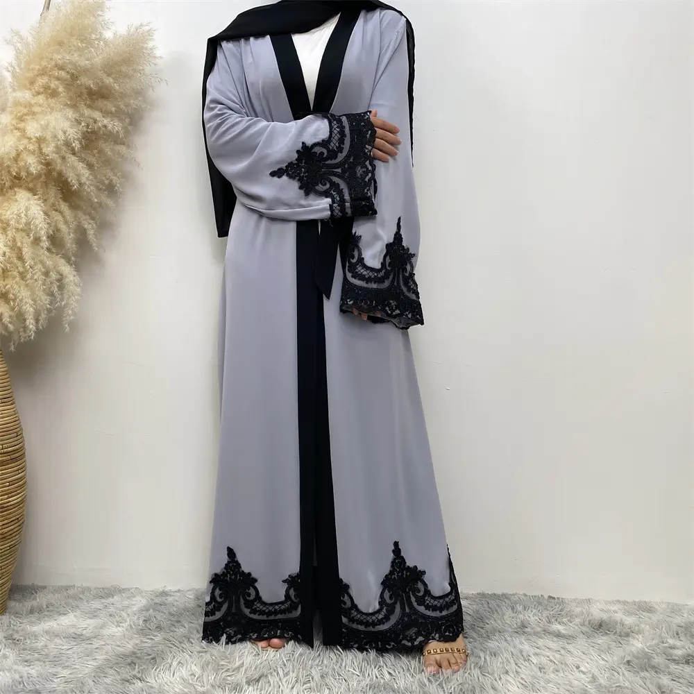 Dubai Turkey Islam Kaftan Muslim Chiffon Open Women Abaya Wholesale Ramadan Abaya Women Muslim Dress