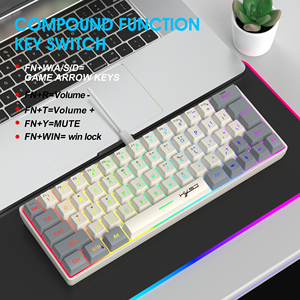 HXSJ V400 63键迷你RGB背光薄膜键盘新款紧凑型便携式有线游戏键盘，适用于笔记本电脑桌面 - Product Image 3