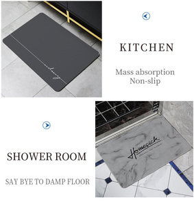 新型高吸水性硅藻土垫快速干燥防滑浴垫浴室软硅藻土垫 - Product Image 3