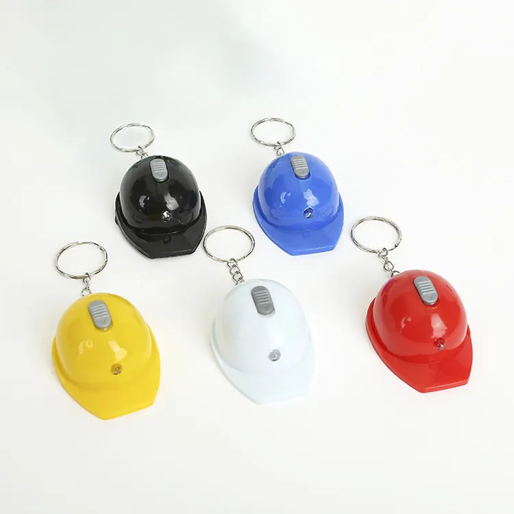 Ouvre-bouteille bon marché promo porte-clés Chian Llavero OEM logo personnalisé mini casque de sécurité porte-clés lumière LED