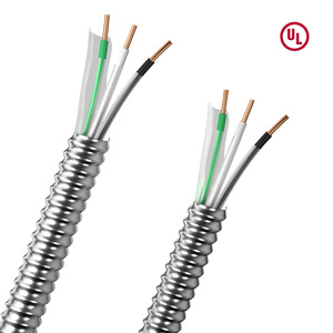 สาย jzd PVC MC หุ้มเกราะทำจากเหล็กแข็ง12/2 14/2 600V UL1569ลงรายการกับอลูมิเนียม
